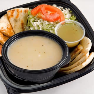 Roasted Red Pepper Soup, Salad, Bread