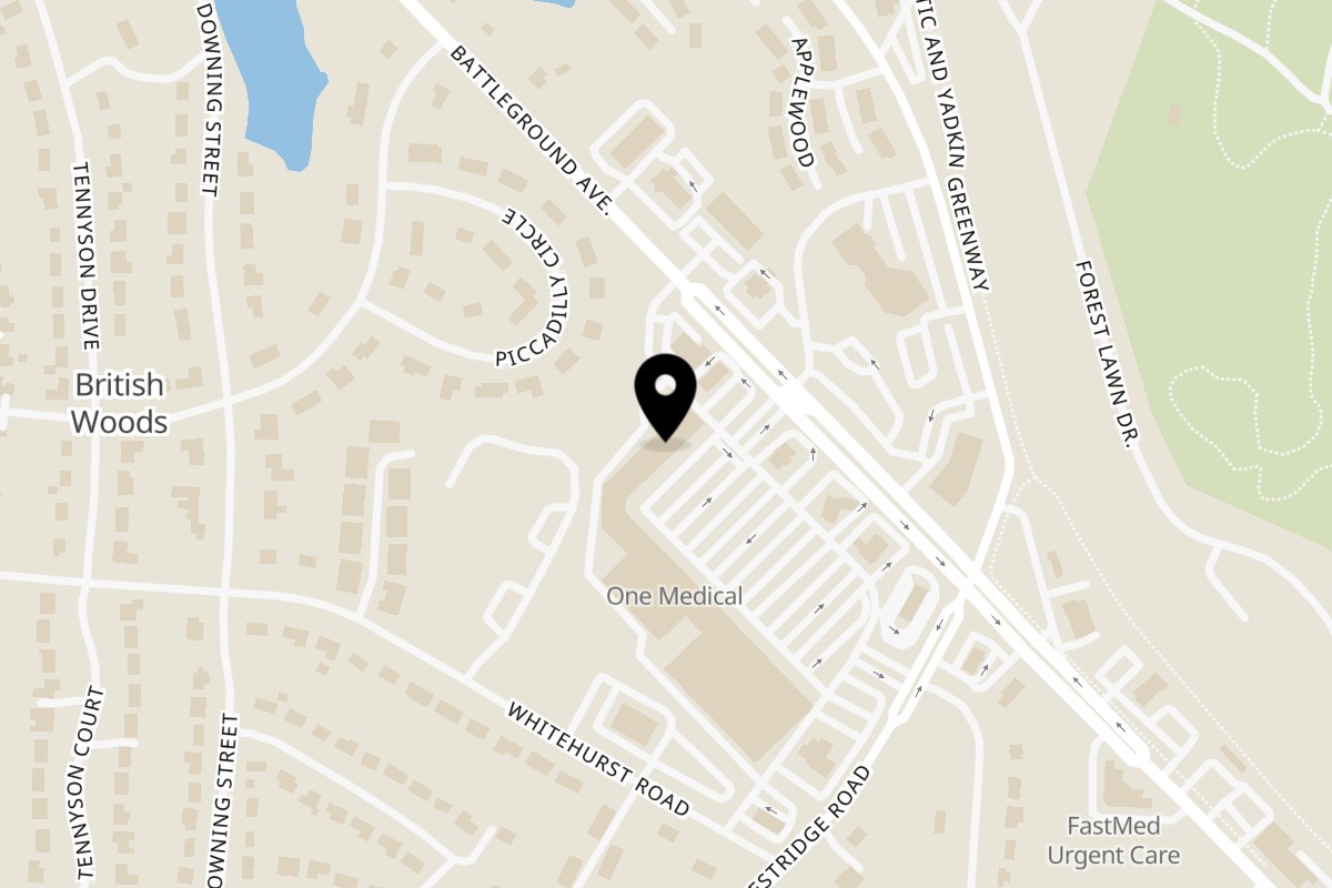 Map showing the location of Pita Delite Greensboro - Battleground on 45C4+92 in Greensboro